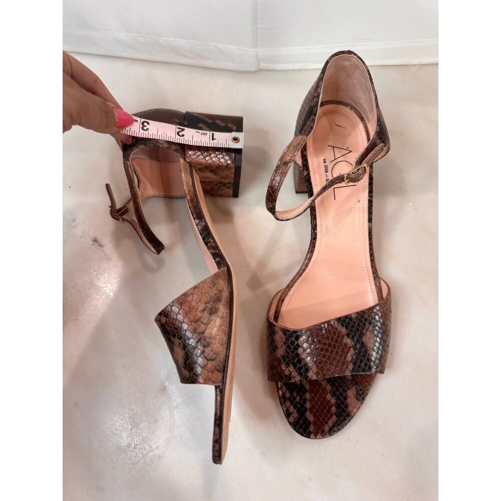 AGL Snake Embossed Block Heel Sandal - Brown Snake Print Strappy sandal EU 39.5 - Picture 7 of 9
